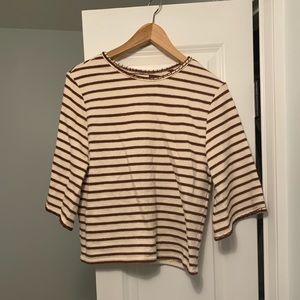 Anthropologie Deletta Burgundy and White Top